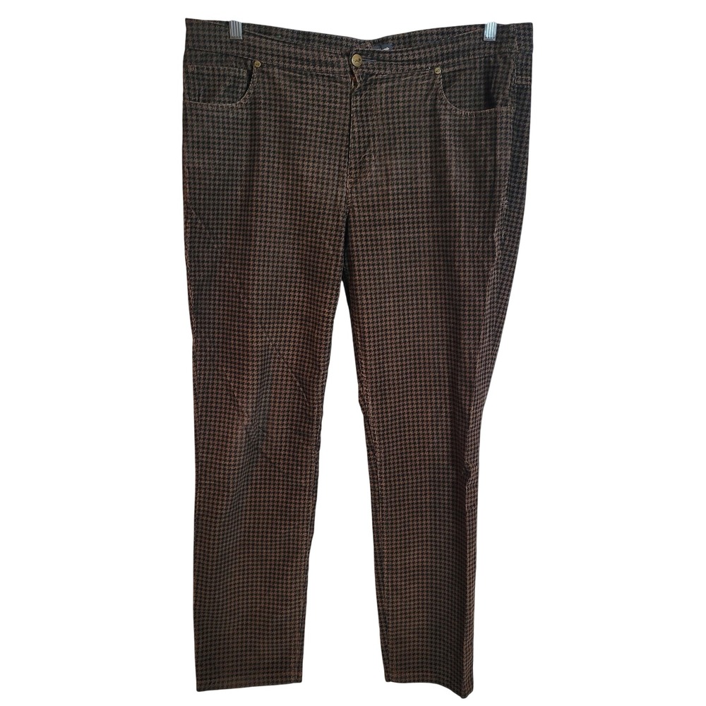 TOAD&CO Cruiser Cord‎ Skinny Pants Brown Black Houndstooth Preppy Women'sSize 14